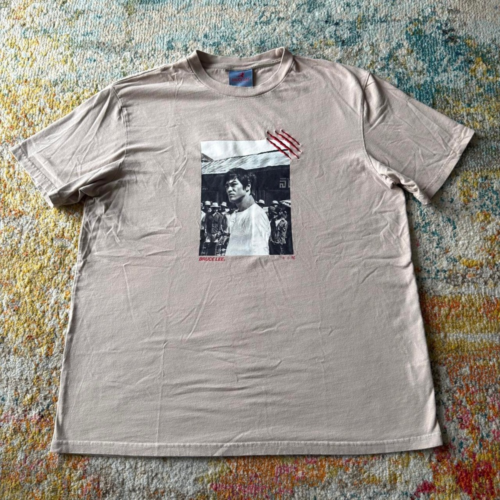 Bruce Lee x Shoe Palace Graphic T-Shirt Mens XL Beige Embroidered